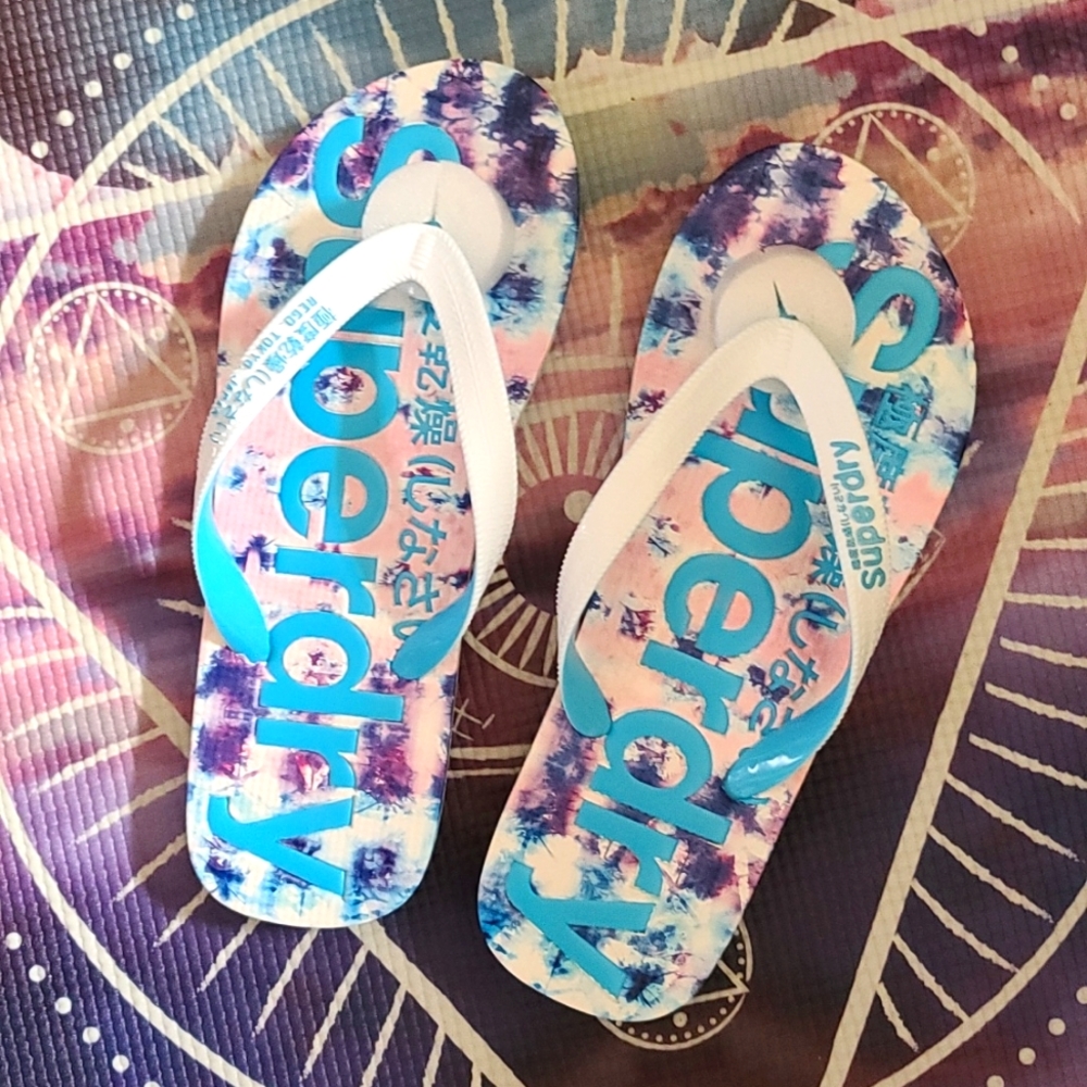 NIP Superdry Ocean Tie Dye Flip Flops 🩴 8-8.5